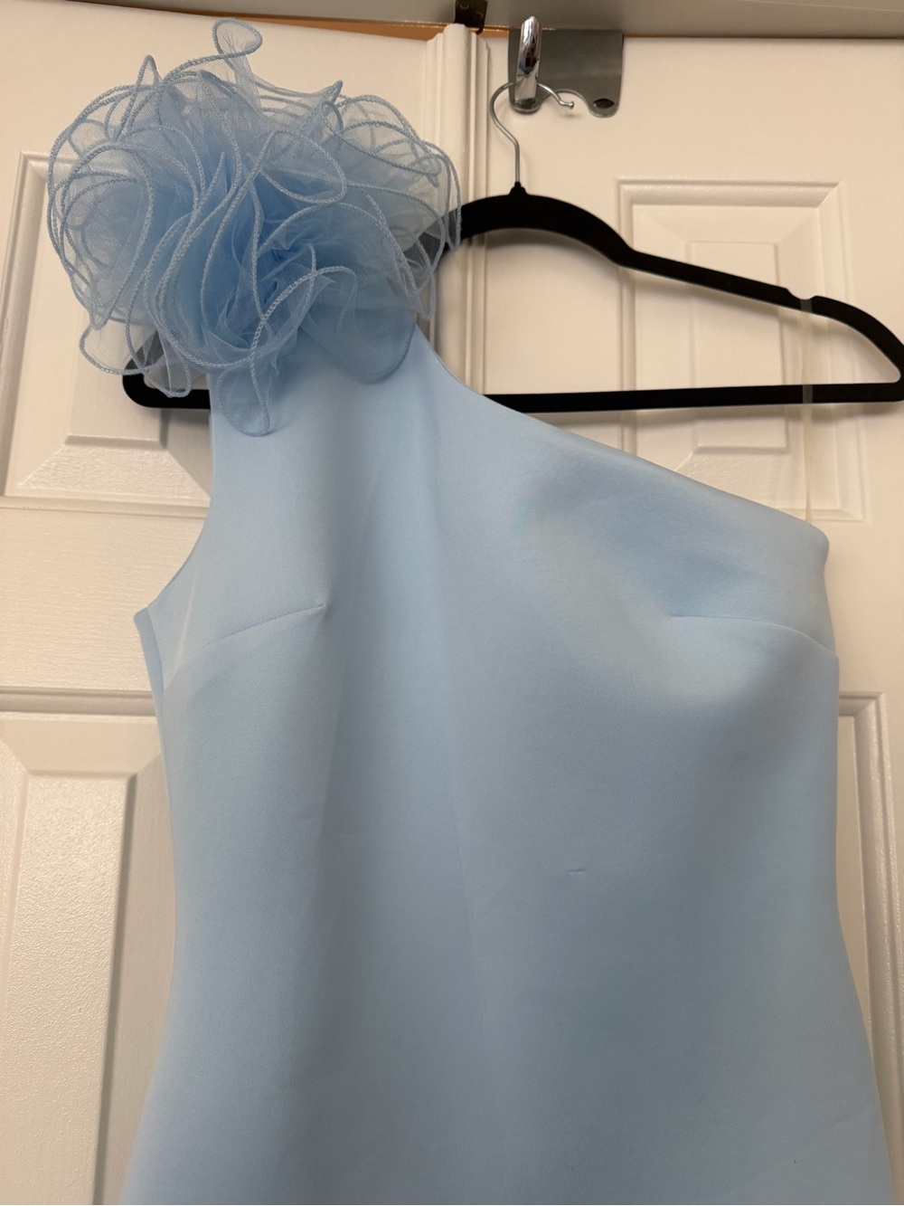 Light Blue One-Shoulder Ruffle Hem Dress - Picture 6 of 13
